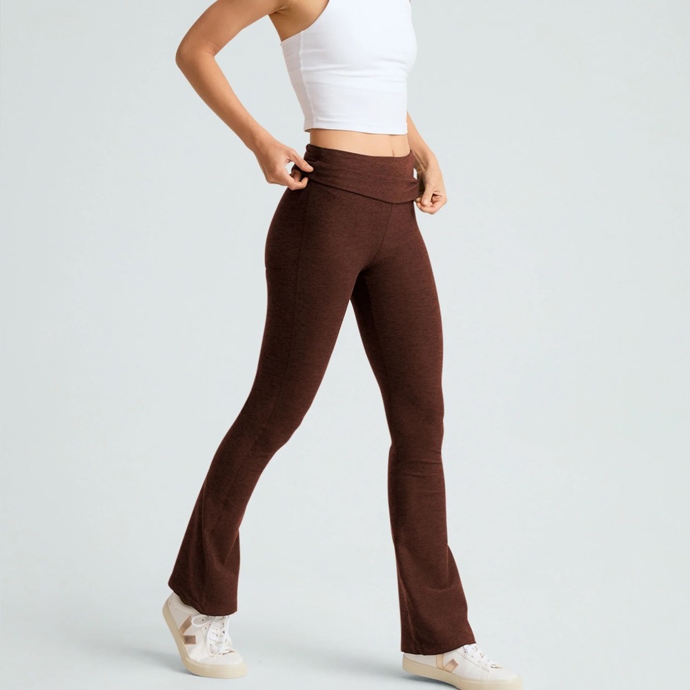 Beyond Yoga Spacedye Foldover Bootcut Pant - Chocolate Heather